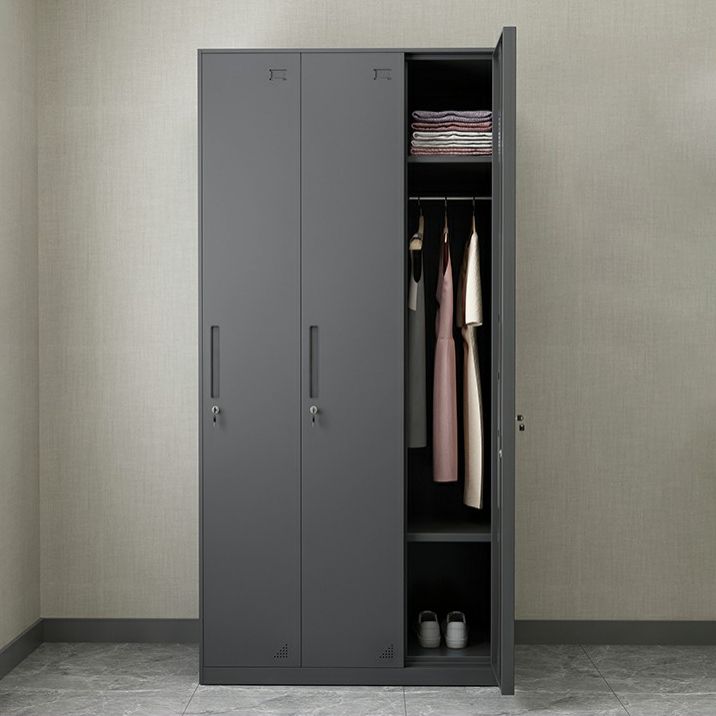 Hinged Wardrobe Cabinet with Lock Industrial Steel Wardrobe Armoire
