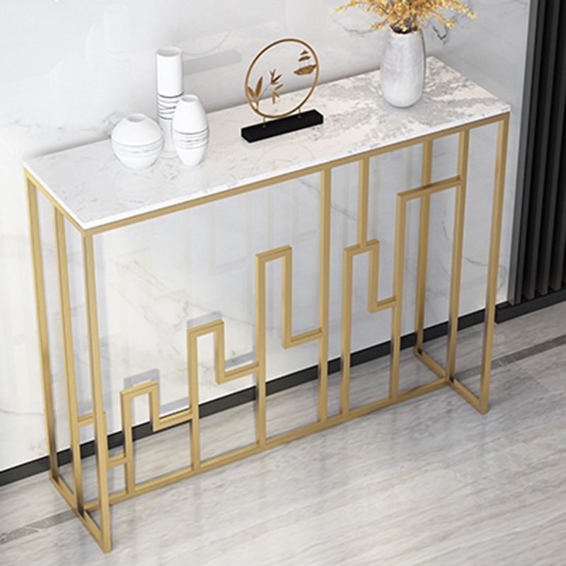 11.81" W Contemporary Console Accent Table Antique Finish Sofa Console Table in Marble