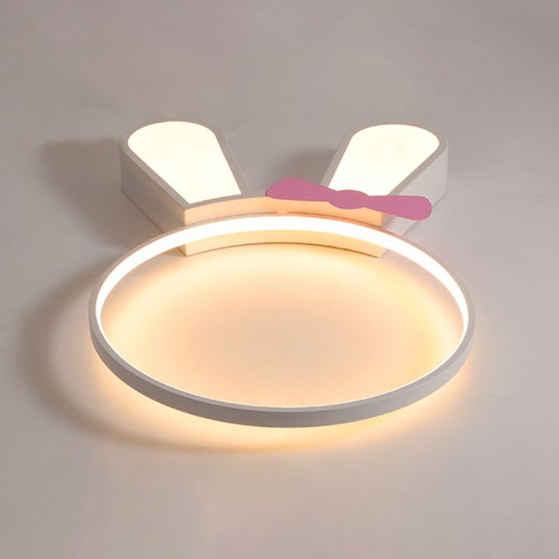 Metal Rabbit Ceiling Light Fixture Kids Style LED Flush Mount Ceiling Light
