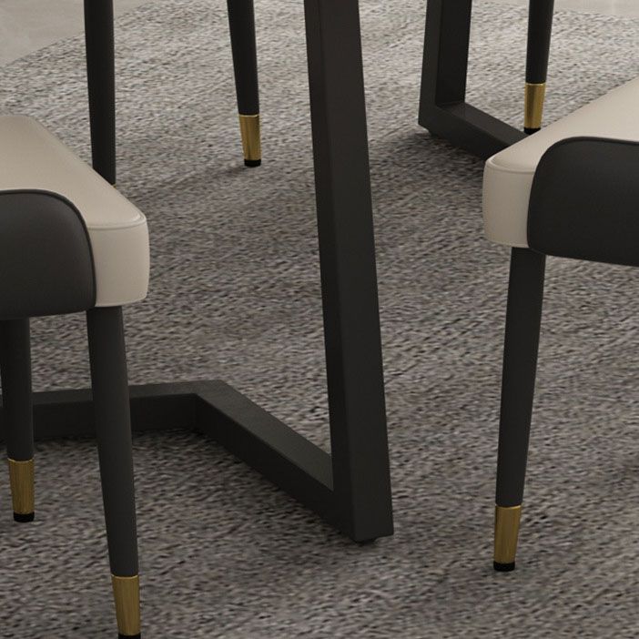 Contemporary Black Dining Table Set 1/2/7 Pieces Metal Dining Set with Padded Chairs