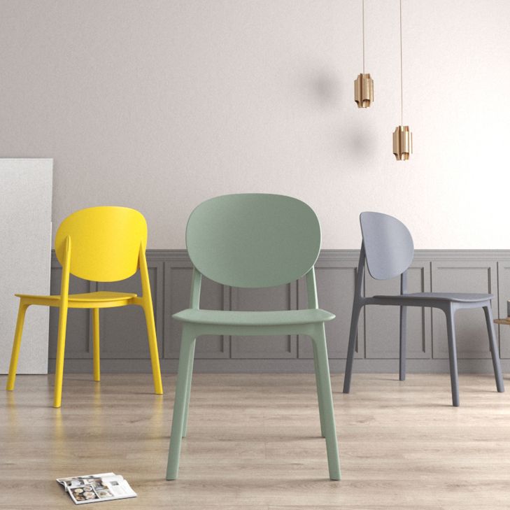 Scandinavian Plastic Armless Chair Open Back Dining Room Chair