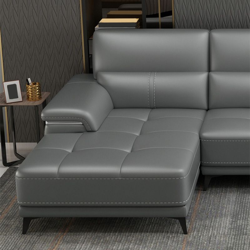 135.83" W x 66.93" D x 36.22" H Genuine Leather Sofa & Chaise Sewn Pillow Back Sofa