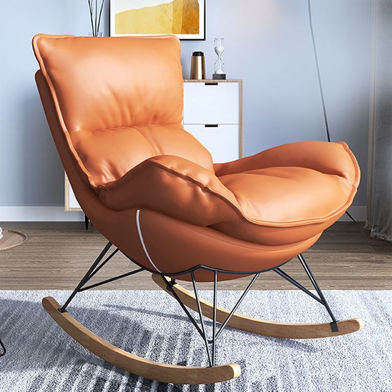 Modern Upholstered Rocker Chair Metal Frame Dirt Resistant Rocker Chair with Ottoman
