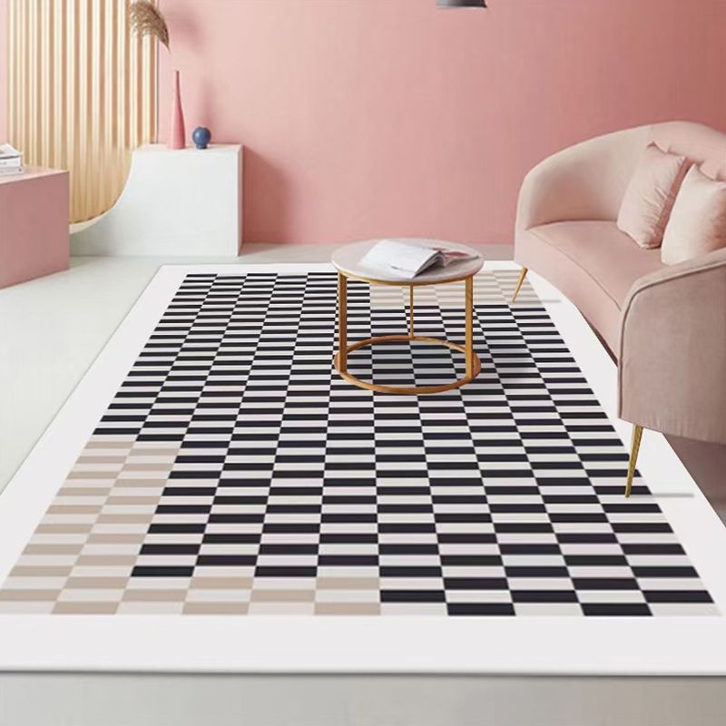Plaid Rug Modern Carpet Polyester Anti-Slip Backing Rug for Living Room