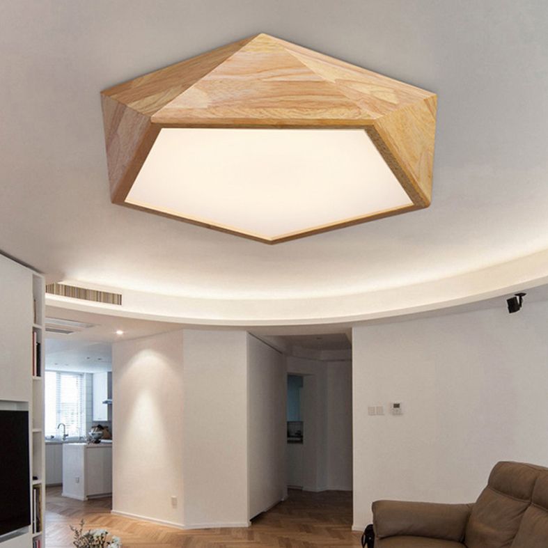 Diamond Wood Flush Mount Ceiling Light Fixture Modern Dining Room Flush Mount Lighting Fixtures