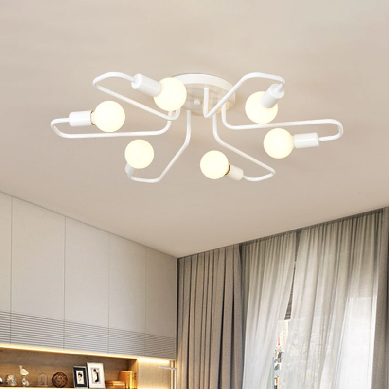 Sputnik Metal Semi Flush Mount in Industrial Retro Style Ceiling Fixture for Living Room