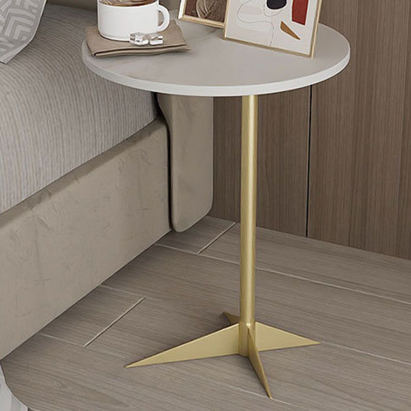 Modern Round Slate Side End Table Metal Pedestal Sofa Side Table