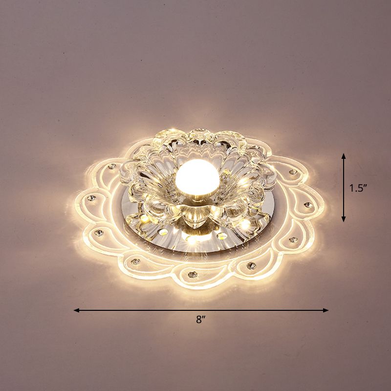 Blossom DEL Flush Mount Light Simplicité Crystal Clear Flush Mount Ceiling Light for Foyer