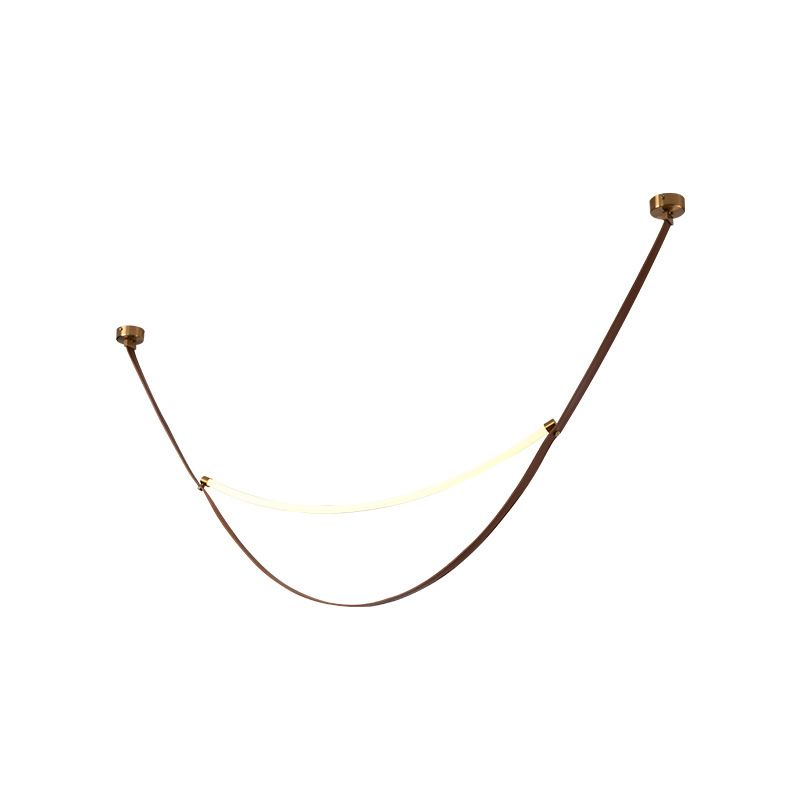 Modern Leather LED Hanging Pendant Lights in Brown for Dining Room