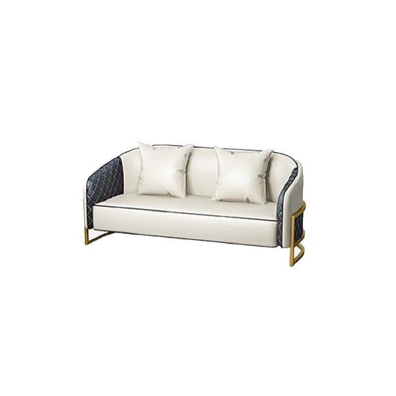 Modern Leather Sofa Chesterfield Tuxedo Arm Loveseat for Bonus Room