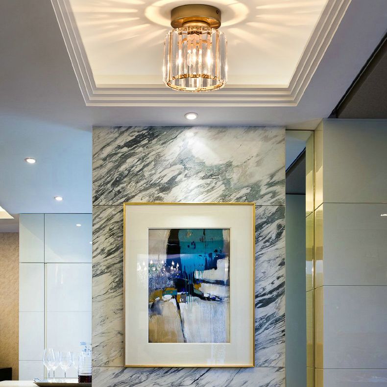 5 Zoll breite Mini-Kristall-Deckenleuchte im modernen Stil, schlichte Unterputzleuchte für den Eingangsbereich