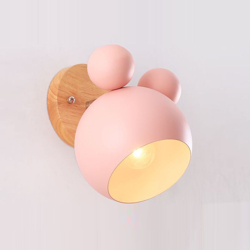 Nordic Metall Wall Light 6 "breite Makkaronwandleuchten mit Holz für Wohnzimmer