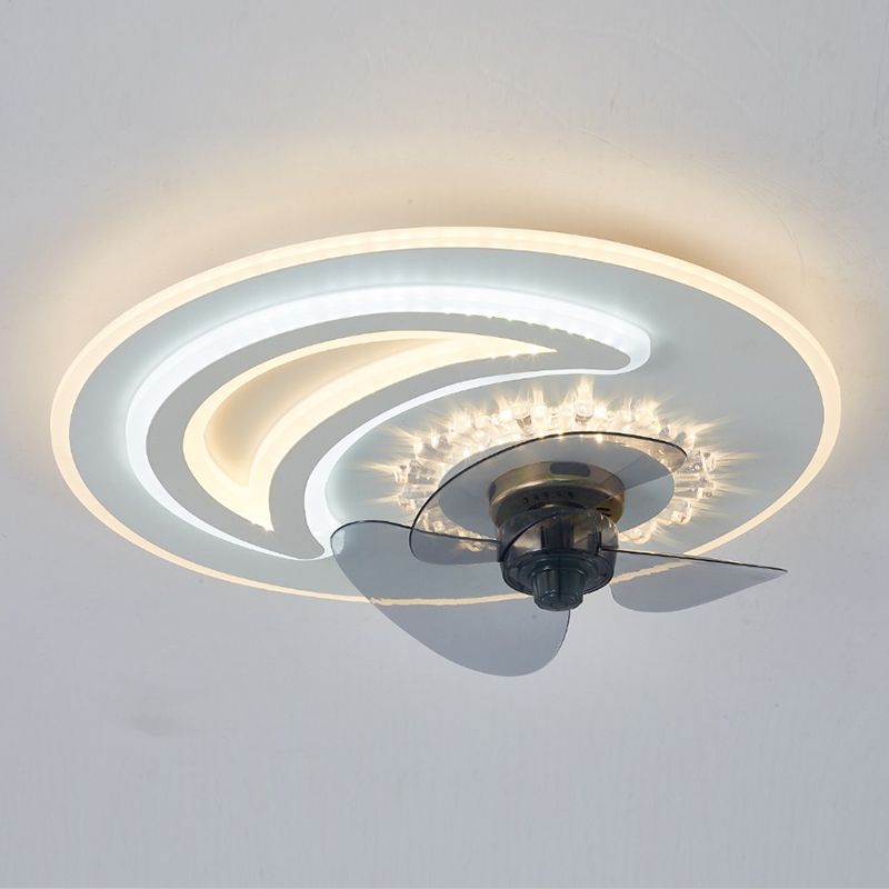 Schlafzimmer LED -Lüfterlampenlampe minimalistische weiße Halbflush -Licht mit kreisförmiger Acrylschatten