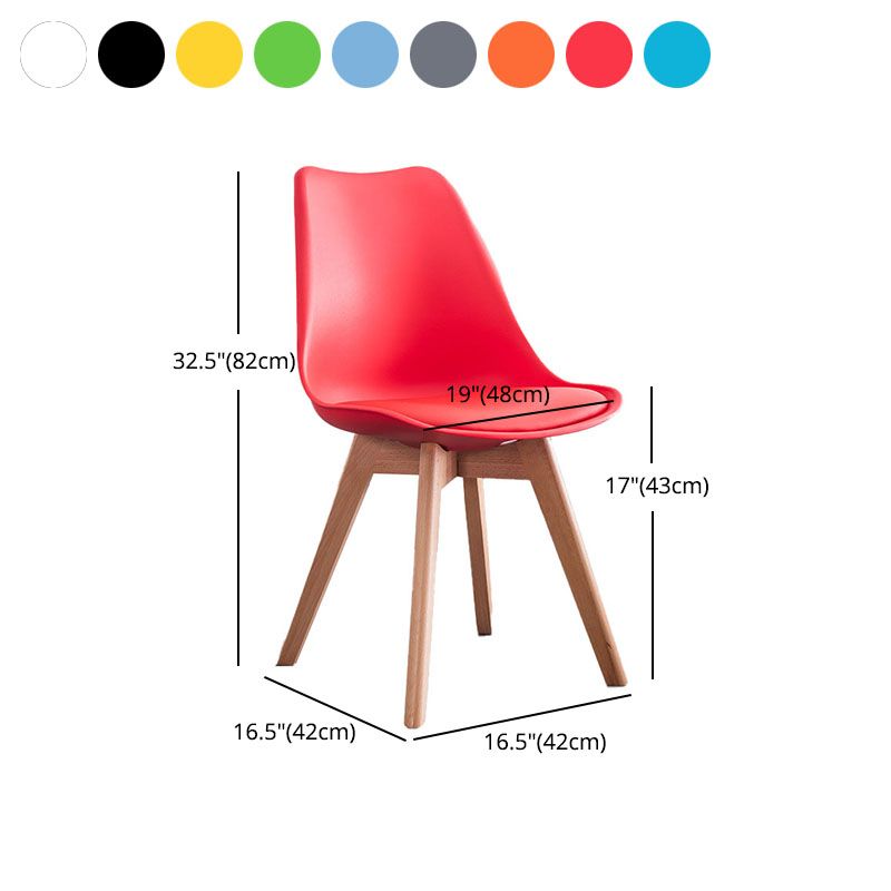 Contemporary Kitchen Chair Dining Armless Chairs with Wooden Legs