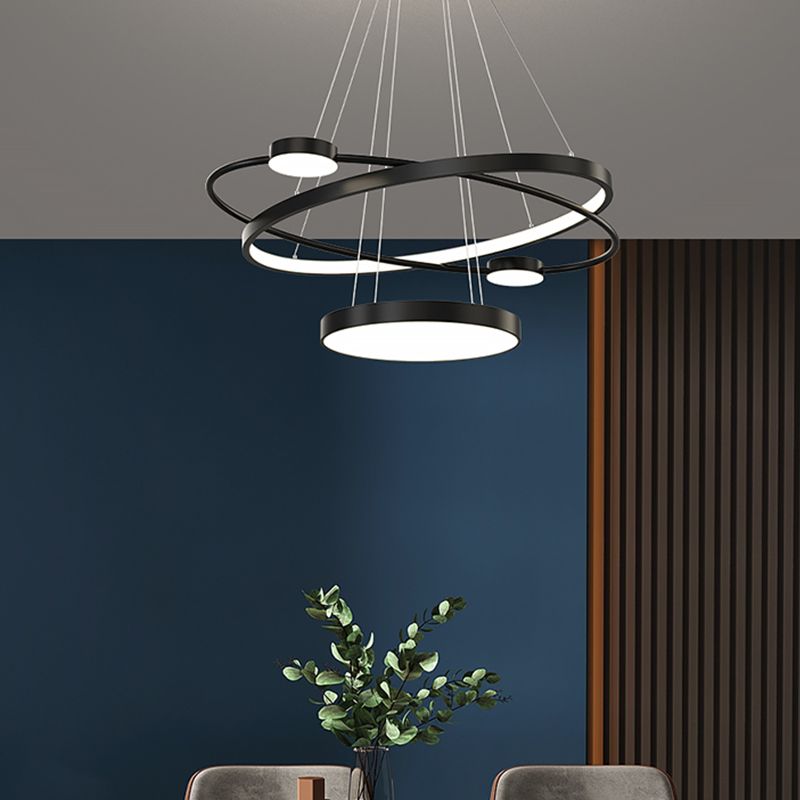 Nordic Circle Chandelier Metal Layered LED Chandelier Pendant for Living Room
