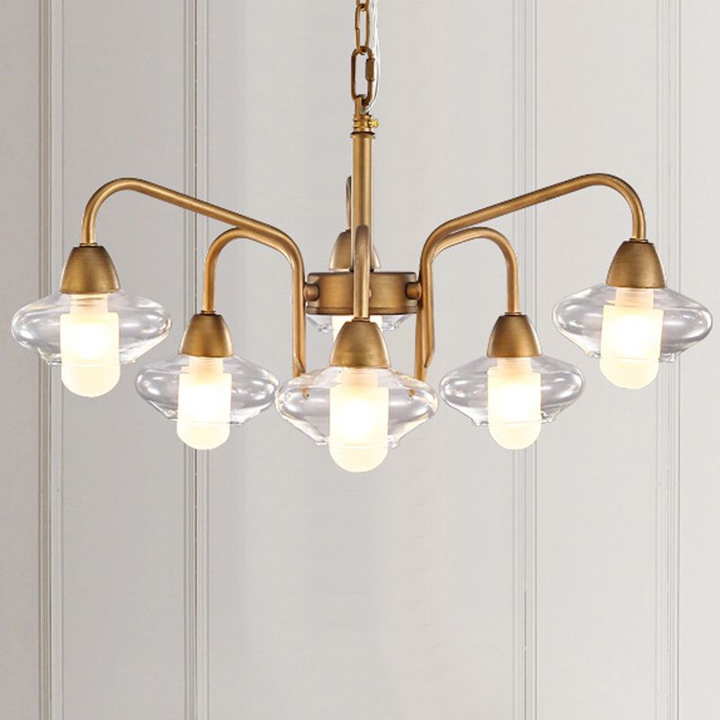 Lustre en verre givré elliptique lustre moderne 6-Light Room Pendant Lighting