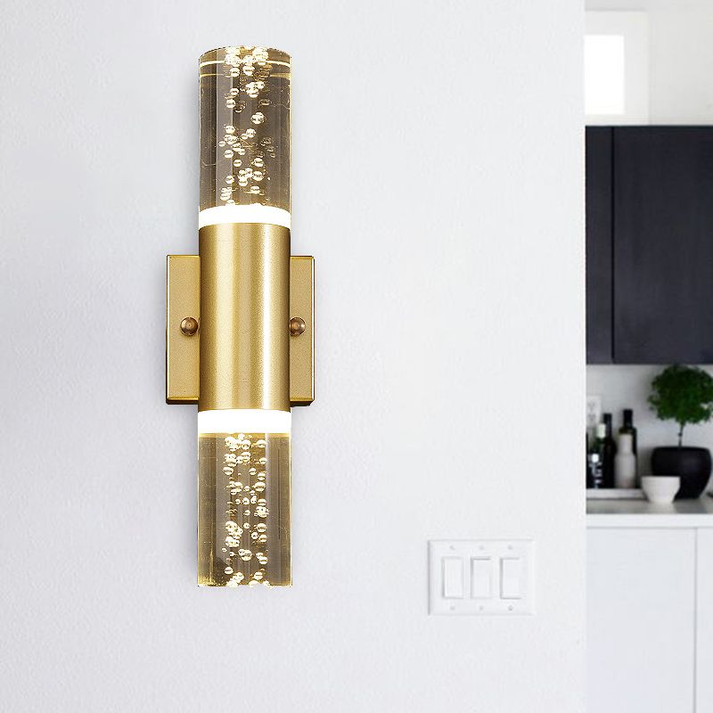 Bubble Crystal Gold Wall Light Cilinder 1/2/3 koppen Minimalistische LED -wandlamp voor de woonkamer