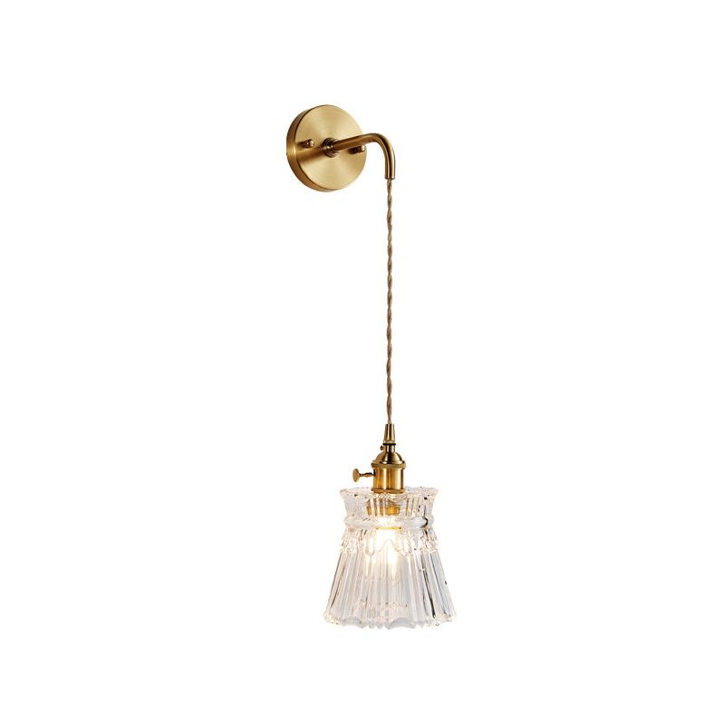 Contemporary Simple Glass Wall Sconce 1 Head Gold Wall Light for Living Room