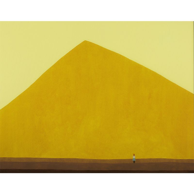 Hills Scene Painting Mural Decal Yellow Contemporary Art Wall Covering for Living Room
