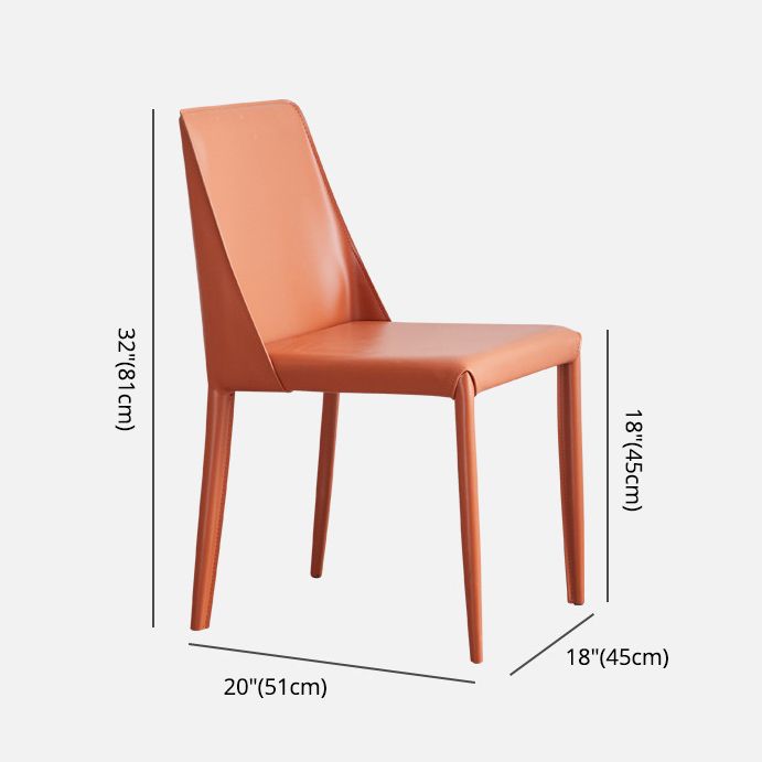 Contemporary PU Leather Dining Side Chair Matte Finish Solid Back Dining Chair