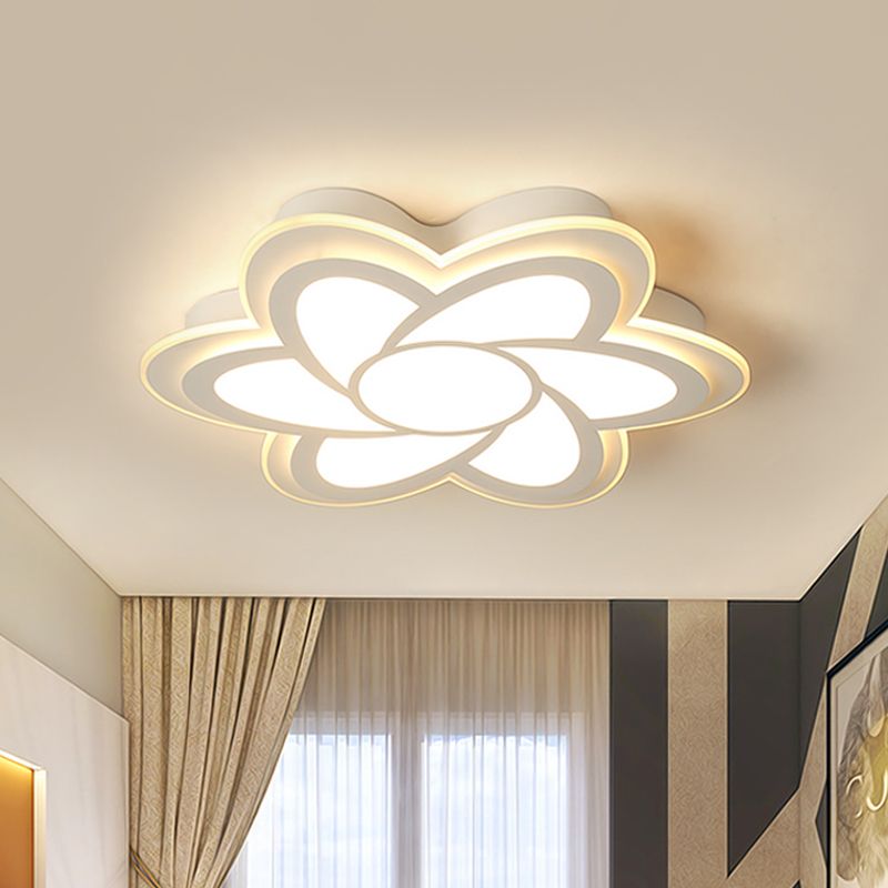 16.5"/20.5" Wide Flower LED Ceiling Lamp Modernist Acrylic White Flush Mount Recessed Lighting for Office