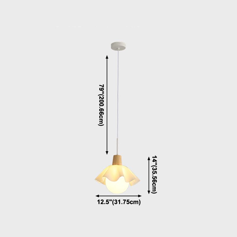 Witte bol hanglamp in moderne beknopte stijl houten binnenhangende lamp met glazen schaduw
