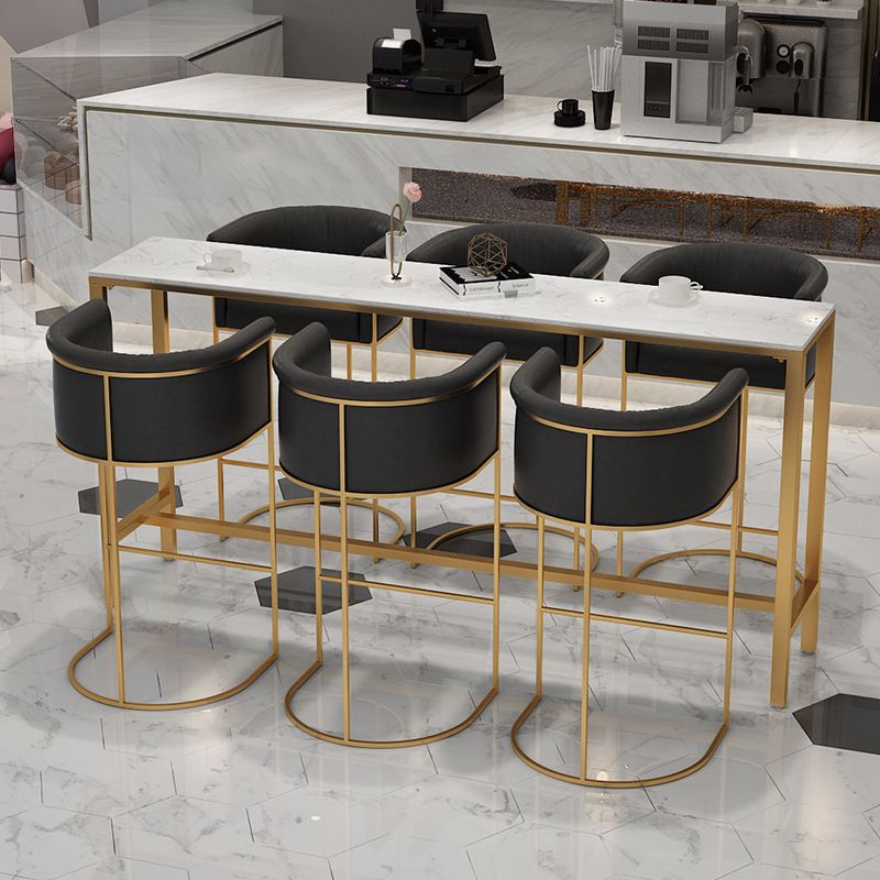 Modern Bar-height Table FauxMarble Top Bistro Bar Table for Living Room