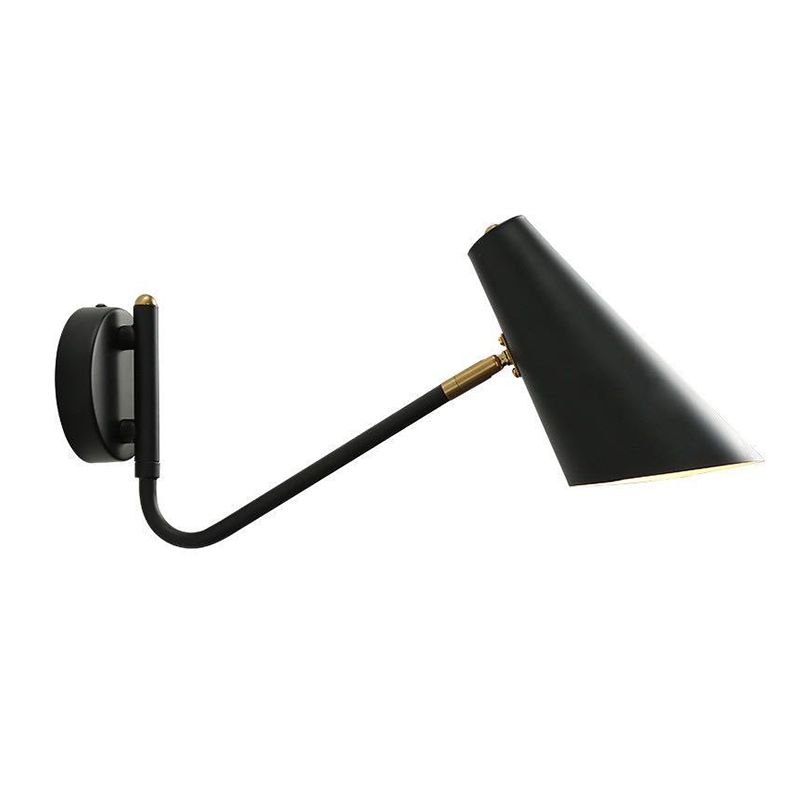 Lucinas de luz de pared cónica de estilo moderno lámparas de pared de 1 luces de metal en negro