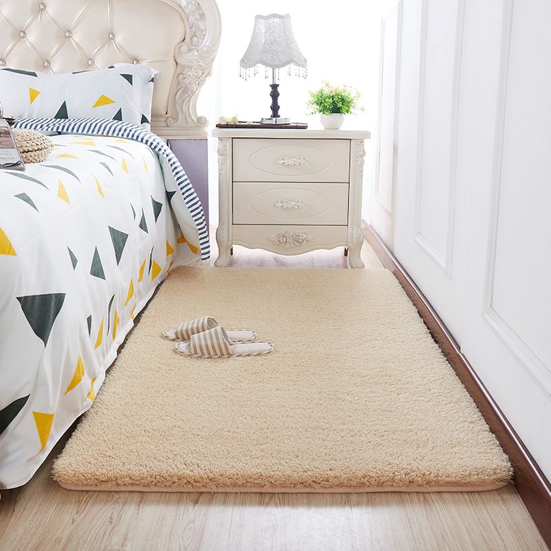 Multi Colored Plain Rug Artificial Wool Minimalist Rug Anti-Slip Backing Pet Friendly Machine Washable Carpet for Home