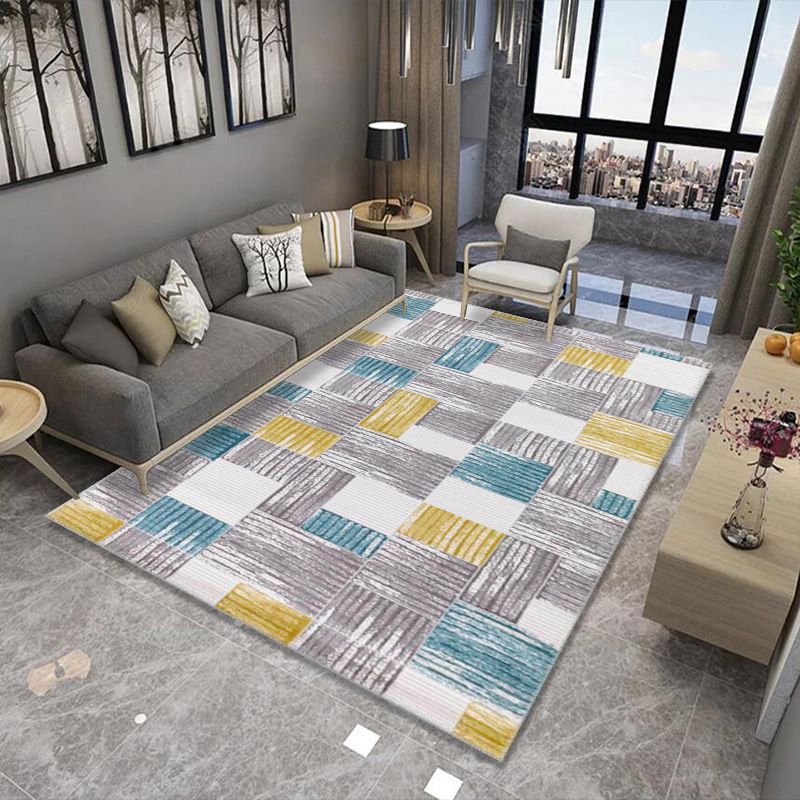 Dark Brown Abstract Print Rug Polyester Simple Rug Stain Resistant Rug for Home Decoration