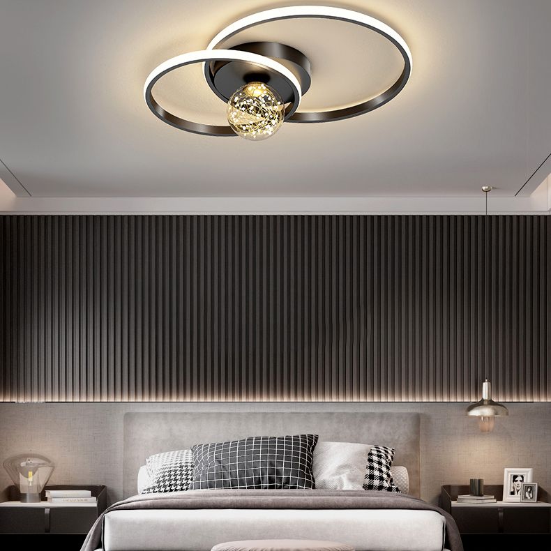 1-Light LED Metal Flush Mount Light Contemporary Slim Flush Ceiling Light for Bedroom