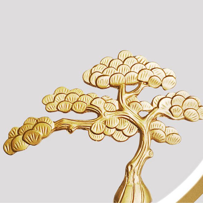 Minimalist Artistry Linear Hanging Lamp Metal Study Room LED Island Light with Monk and Tree Decor