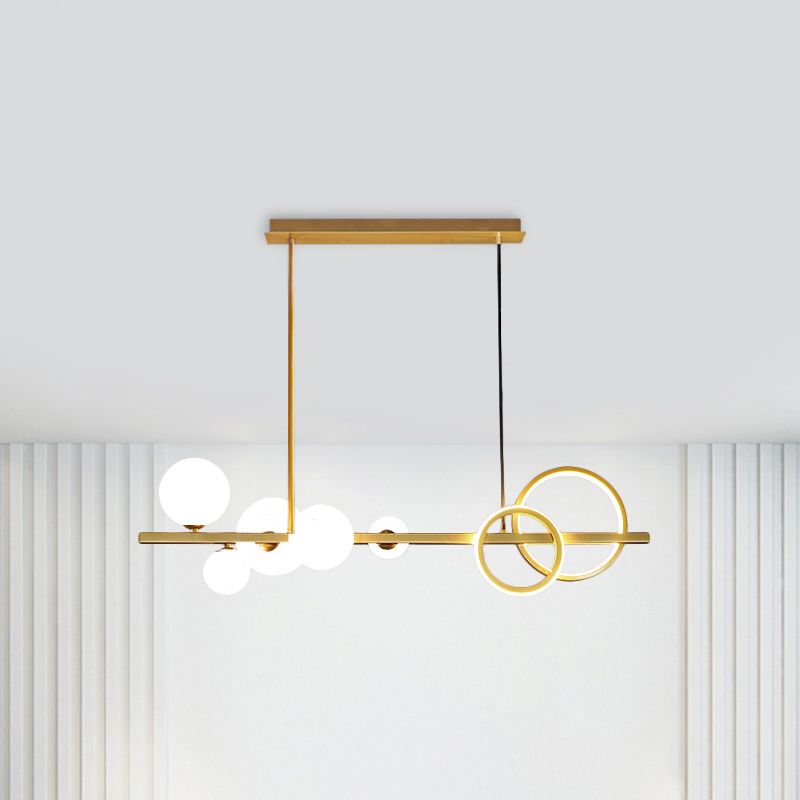 Lampada dell'anello e Globe Isola Contemporanea vetro a 7 teste Luce sospese per sala da pranzo
