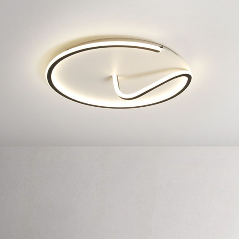Iluminación empotrada de línea geométrica de metal, montaje empotrado LED blanco y negro simple para sala de estar