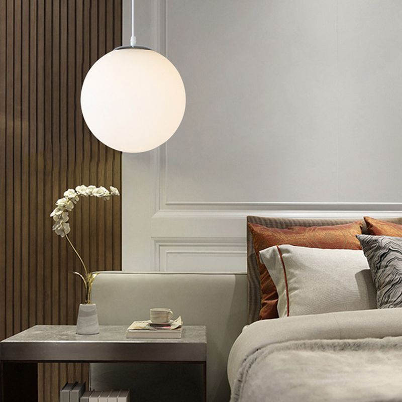 Ball Hanging Lights Industrial Style Glass 1 Light Pendant Light Kit in White