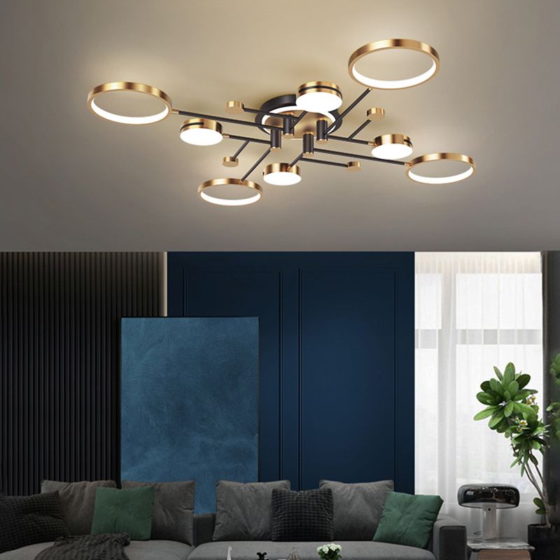 New Modern Metal Flush Light Sputnik Semi Flush Ceiling Light Fixtures for Living Room