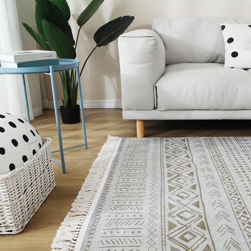 Stijlvolle boho chic tapijt multicolor geometrisch vloerkleed machine wassen tassel-getrimde tapijt voor huis