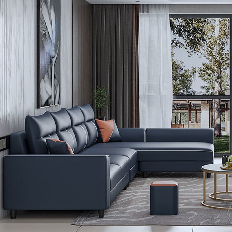 Faux Leather Sectional Sofa ,37.4" Tall Square Arm Sectional Sofa