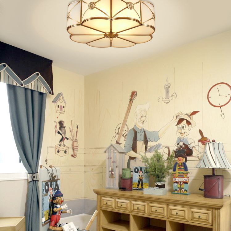 Verre Laiton Près du Plafonnier Clover Plafonnier Traditionnel Encastré