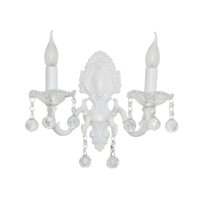 Candela in metallo Light Light Countryside Idee di illuminazione murale in bianco con drappeggio cristallino
