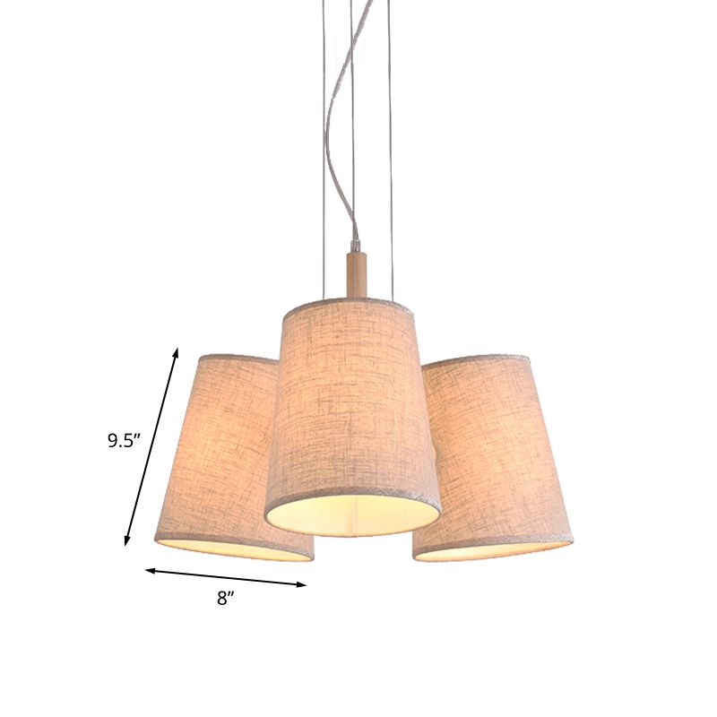 Noordse 3-lichts cluster hanger vlasvat in vorm hangend plafondlicht met stofschaduw voor eetkamer