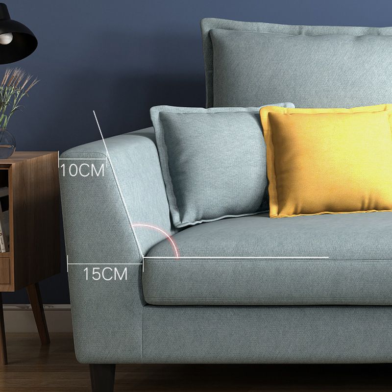 Blue Fabric Sectional with Pillows Modern Style L-shape Sectional