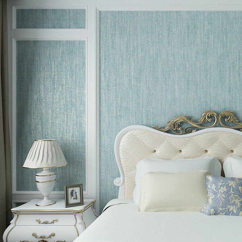 Elegant Brushed Metal Wallpaper for Dining Room Solid Wall Art in Green, 57.1-sq ft