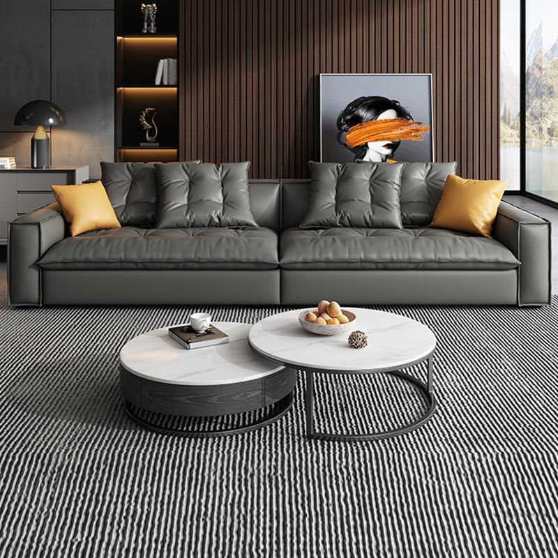 Mid Century Modern Seating with Pillows Sofa Tuxedo Arm in Gray