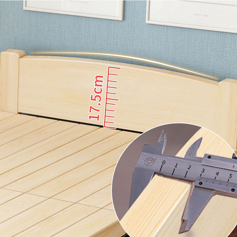 Natural Pine Wood Bed Frame Nordic 21.65" H Folding Bed with Headboard