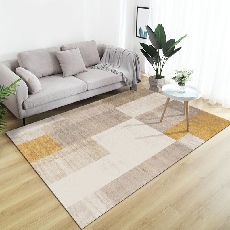 Fancy Abstract Rug Brown Contemporary Rug Polyester Pet Friendly Washable Area Rug for Living Room