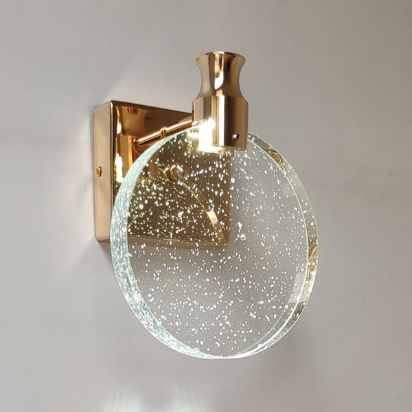 Round Crystal Wall Light Sconces Postmodern Wall Mounted Lighting for Bedroom
