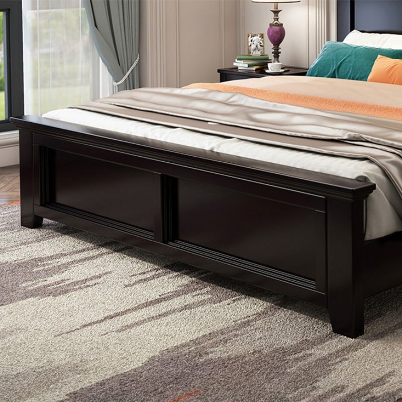 Contemporary Wood Standard Bed, Panel Rectangular Headboard Bed