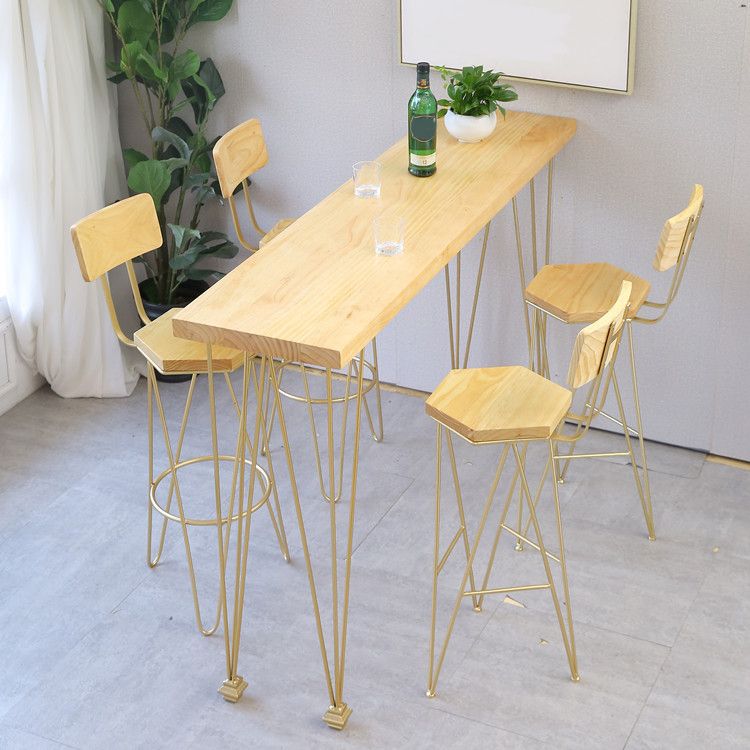 Modern Pub Table Set 1/2/3/5 Pieces Wood Bar Table with Metal Stools