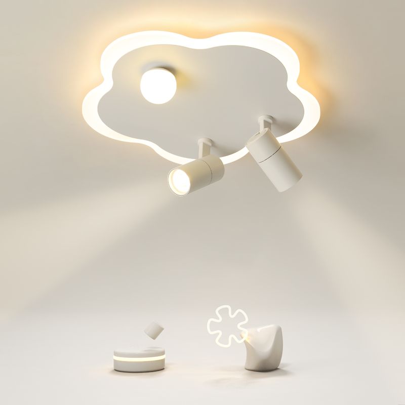 Contemporary Flower-Shaped LED Flush Mount Ceiling Lights White Acrylic Ceiling Mounted Fixture